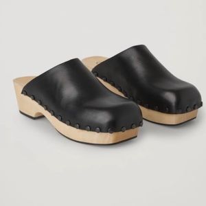 COS Black Leather Clogs